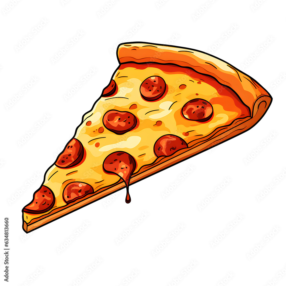 cartoon pizza slice clipart, transparent background Stock Illustration