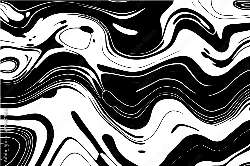 Fototapeta premium Abstract vector wavy seamless pattern. Trendy retro psychedelic background in 60s, 70s, 80s style. Texture in y2k aesthetic.