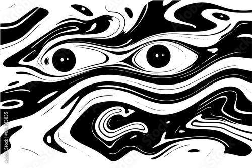 Abstract vector wavy seamless pattern. Trendy retro psychedelic background in 60s, 70s, 80s style. Texture in y2k aesthetic.