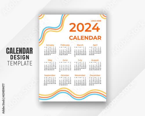 Vector colorful business wall calendar design template