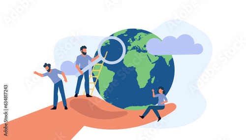 Hand save world Earth globe vector illustration 