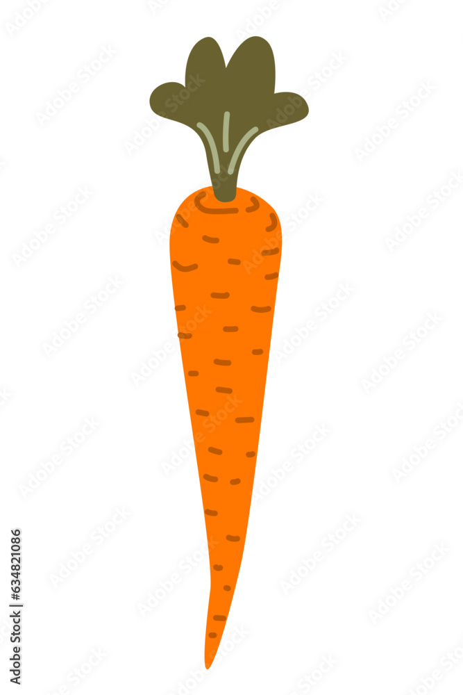 illustration of a carrot isolated on white background. Flat, simple design. Vector graphic of vegetable. illustration of a carrot isolated on white background. Flat, simple design. Vector graphic of vegetable.