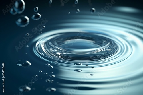 3D-rendered water ripple with droplet. Generative AI