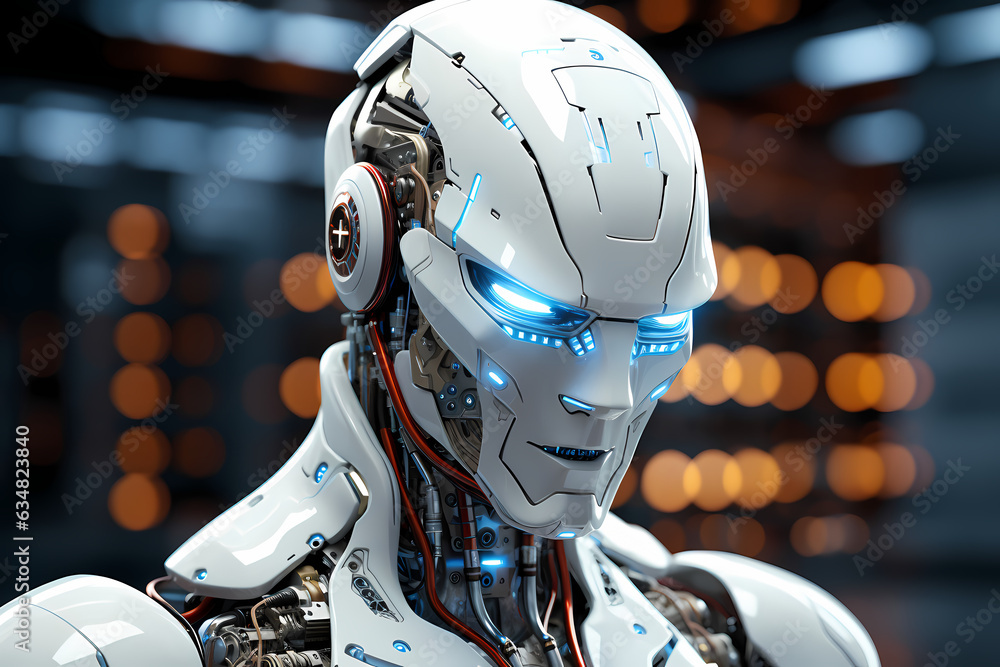 robot with helmet robot from the future , ai robot with helmet robot from the future , ai