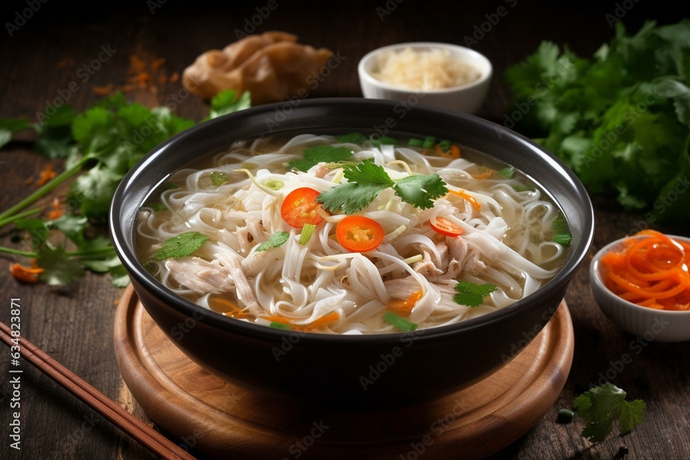 Tasty Vietnamese noodle soup. Generative AI