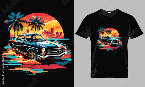 Maimi car typography T-shirt vector design