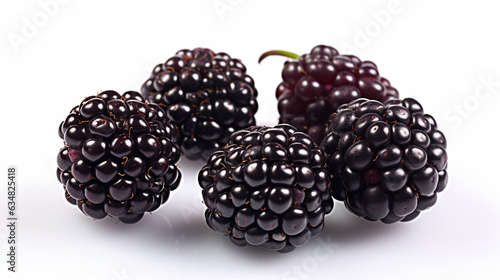 Succulent Blackberries Showcased in Macro Still Life isolated on a white background