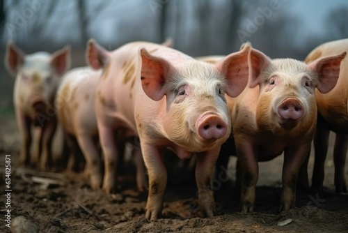 A group of farm pigs reared for agriculture. Generative AI