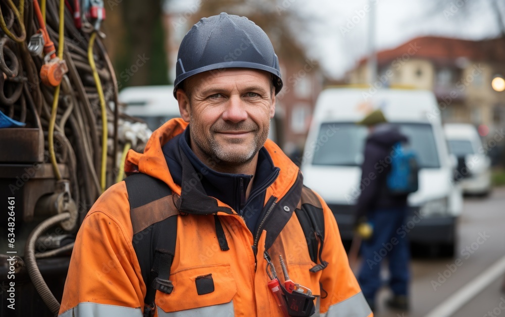 With a warm and confident smile, the skilled electrician demonstrates expertise in the intricate world of wiring, ensuring safety and precision. With a warm and confident smile, the skilled electrician demonstrates expertise in the intricate world of wiring, ensuring safety and precision.