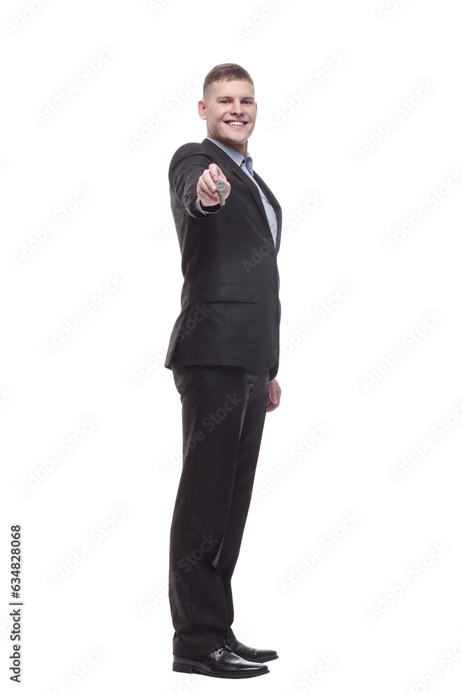 happy young businessman with keys in hand . happy young businessman with keys in hand .
