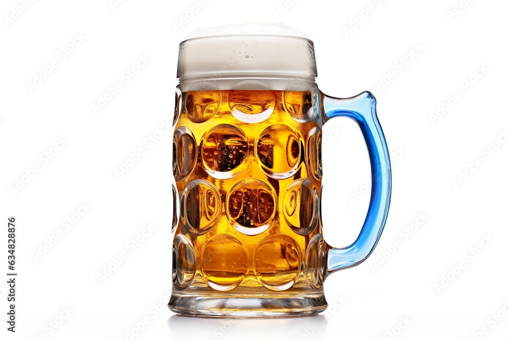 Oktoberfest beer mug with bavarian flag isolated on white background | Generative AI Oktoberfest beer mug with bavarian flag isolated on white background | Generative AI