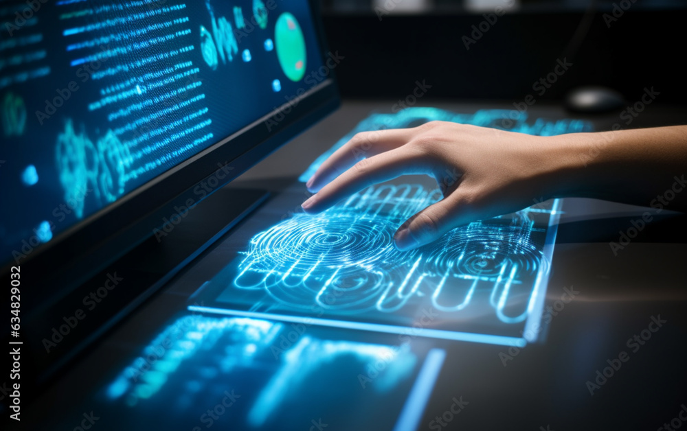 A computer identifies and measures the fingerprint on the digital surface A computer identifies and measures the fingerprint on the digital surface