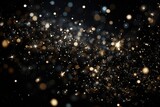 The Oscars. Merry Christmas or Happy New Year! Black bokeh golden glitter background, banner for christmas,  black friday or Global Astronomy Month