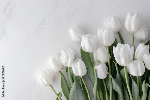 white-background tulips with room for text. Generative AI