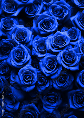 Blue Roses Pattern Background Texture Illustration