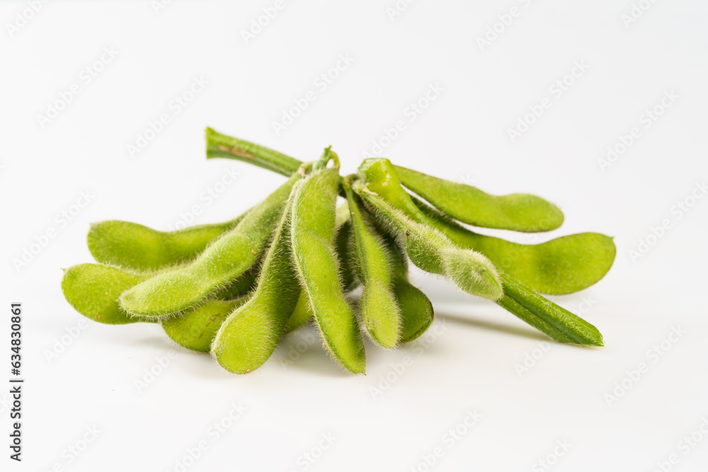 Fresh soybeans on a pure white background Fresh soybeans on a pure white background