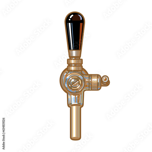 Beer tap front view. Hand drawn vector illustration isolated on white background.