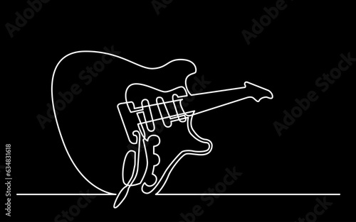 continuous line drawing vector illustration with FULLY EDITABLE STROKE of guitar as concept of guitarist music