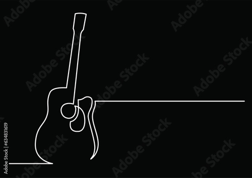 continuous line drawing vector illustration with FULLY EDITABLE STROKE of guitar as concept of guitarist music