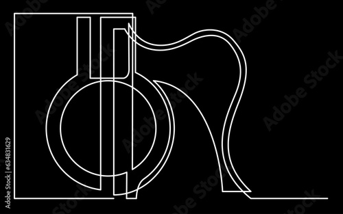 continuous line drawing vector illustration with FULLY EDITABLE STROKE of guitar as concept of guitarist music