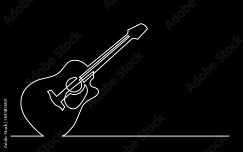 continuous line drawing vector illustration with FULLY EDITABLE STROKE of guitar as concept of guitarist music