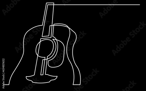 continuous line drawing vector illustration with FULLY EDITABLE STROKE of guitar as concept of guitarist music