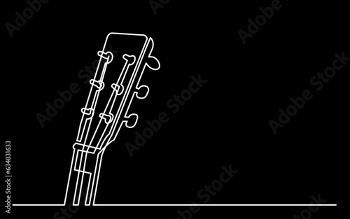 continuous line drawing vector illustration with FULLY EDITABLE STROKE of guitar as concept of guitarist music