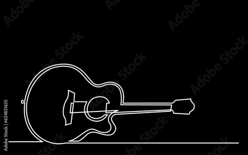 continuous line drawing vector illustration with FULLY EDITABLE STROKE of guitar as concept of guitarist music