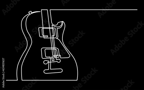 continuous line drawing vector illustration with FULLY EDITABLE STROKE of guitar as concept of guitarist music