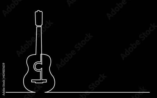 continuous line drawing vector illustration with FULLY EDITABLE STROKE of guitar as concept of guitarist music