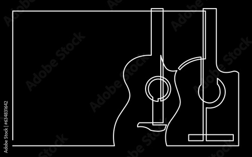 continuous line drawing vector illustration with FULLY EDITABLE STROKE of guitar as concept of guitarist music