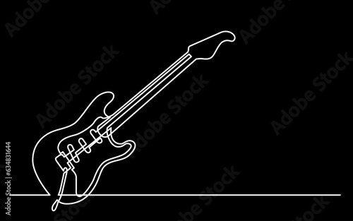 continuous line drawing vector illustration with FULLY EDITABLE STROKE of guitar as concept of guitarist music