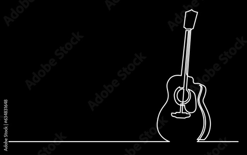 continuous line drawing vector illustration with FULLY EDITABLE STROKE of guitar as concept of guitarist music