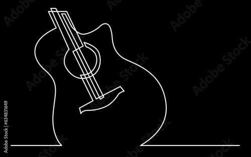 continuous line drawing vector illustration with FULLY EDITABLE STROKE of guitar as concept of guitarist music