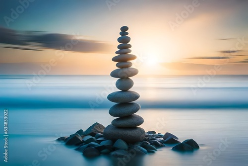 stack of stones on the beach