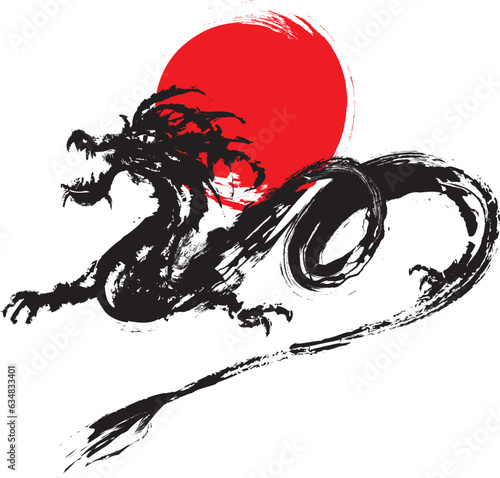 Chinese's Dragon Year of the Ink Painting, vector dragon, chinese style.