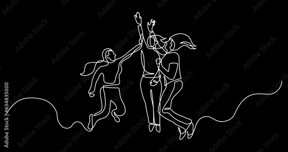 continuous line drawing vector illustration with FULLY EDITABLE STROKE of close friends together as a concept of team family friends and togetherness