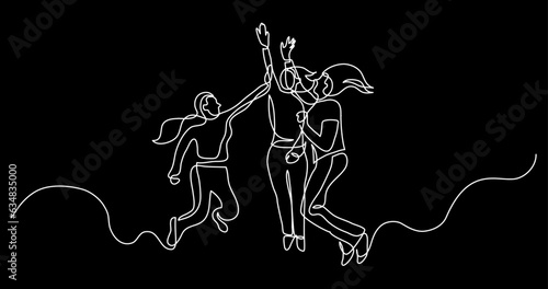 continuous line drawing vector illustration with FULLY EDITABLE STROKE of close friends together as a concept of team family friends and togetherness