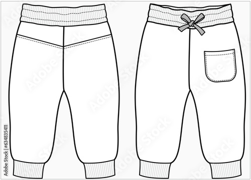 KNIT JOGGER  WITH CONTRAST BOW DESIGN FOR BABY GIRLS INFANT GIRLS AND TODDLER GIRLS VECTOR ILLUSTRATION