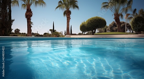 modern designed swimming pool  coral blue water in the pool