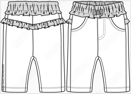 JOGGER WITH CONTRAST RIB AND BOW DETAIL DESIGN FOR BABY GIRLS INFANT GIRLS AND TODDLER GIRLS VECTOR ILLUSTRATION