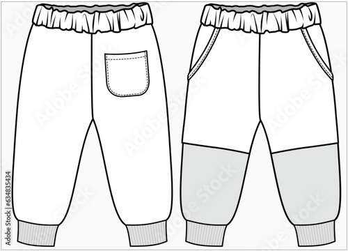 CUT AND SEW PANEL KNIT COLOR BLOCK JOGGER DESIGN FOR BABY GIRLS INFANT GIRLS AND TODDLER GIRLS VECTOR ILLUSTRATION