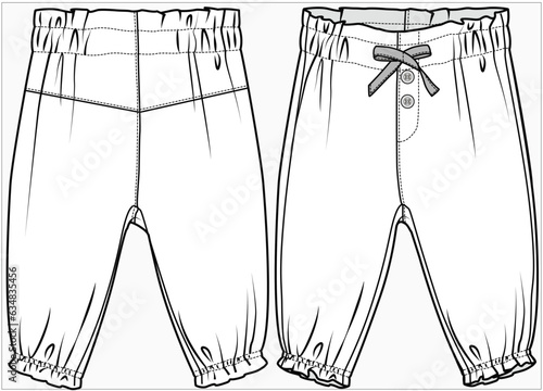 WOVEN  JOGGER WITH CONTRAST BOW DETAIL DESIGN FOR BABY GIRLS INFANT GIRLS AND TODDLER GIRLS VECTOR ILLUSTRATION