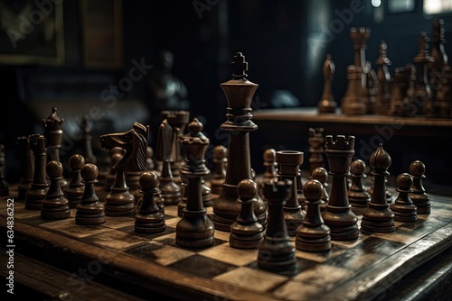 Tactical clash in chess: pieces in place, strategy in the air., generative IA