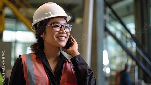 Smiling female architect wearing glasses.