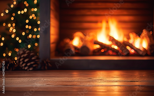 close-up of a cozy fireplace in a hut 