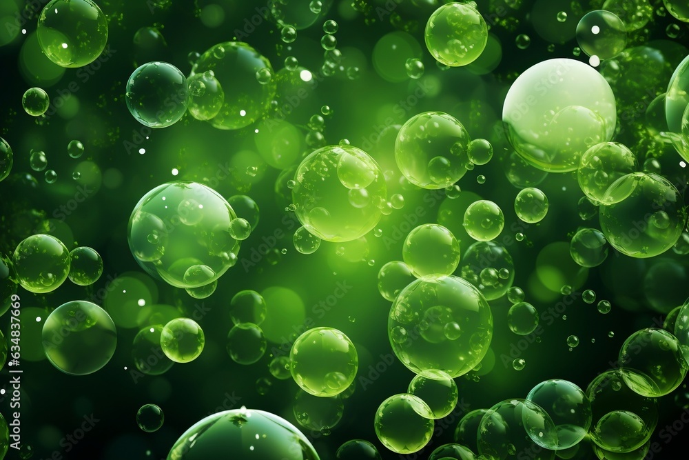 Continuous green bubble pattern design. AI