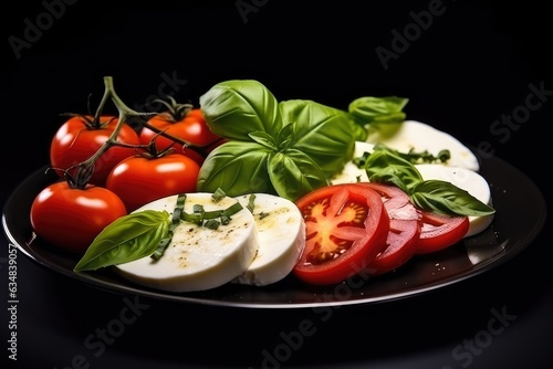 salad with ripe tomatoes and mozzarella chees