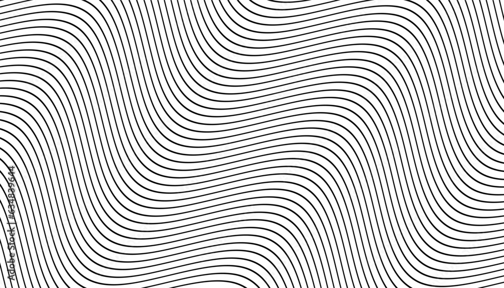 Black Curve Wave Lines White Background Vector Illustration