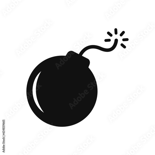 Bomb Flat Silhouette Icon Isolated Vector Illustration